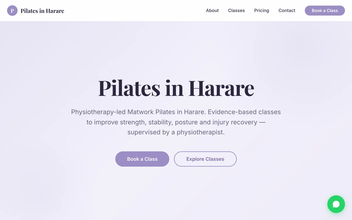 The Pilates in Harare website